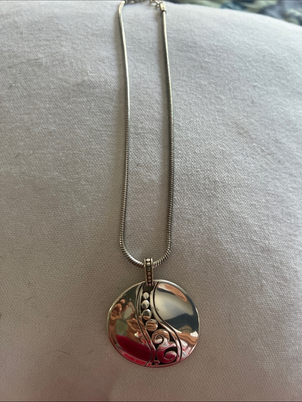 Brighton Silver Two-Tone Filigree Disc Pendant Necklace